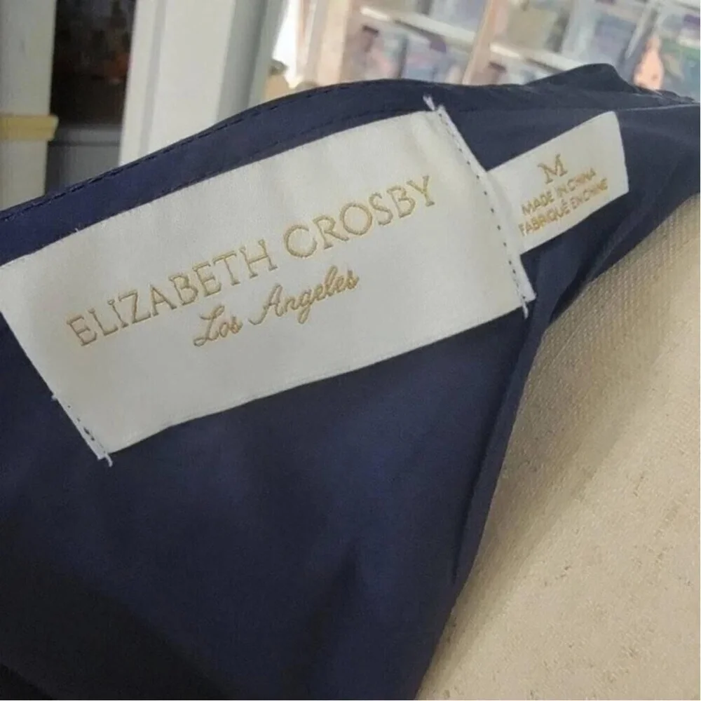 Elizabeth Crosby Navy Ruffle V-Neck Ana Dress size Medium